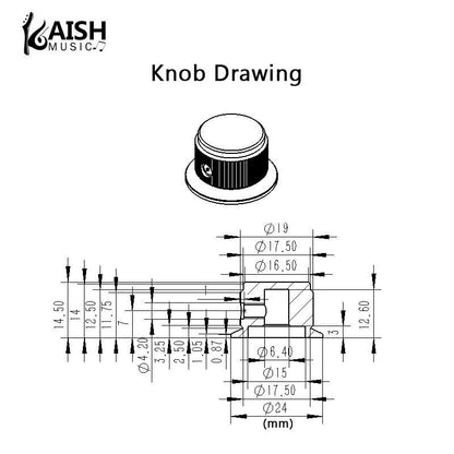 Kaish 4Pcs Aluminium Potentiometer Knobs 1/4 Universal Top Hat Knobs Bell Control Knob With Set Screw For Guitar/Bass/Amps/Pream