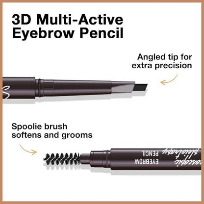 12 Pcs Ultimate Eyebrow Retractable Definer Pencils,Dual-Sided Natural Soft Textured Eyebrow Pencil, for Daily Look Eyebrow Makeup,Brow Brush,Fine Tip (12Pcs-Black-Retractable Triangle)