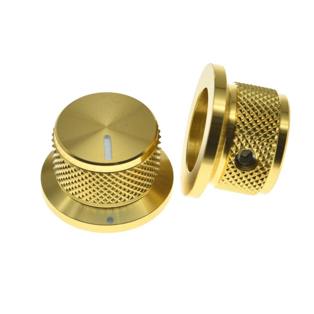 Kaish 3Pcs Aluminium Potentiometer Knobs 1/4 Universal Top Hat Knobs Bell Control Knob With Set Screw For Guitar/Bass/Amps/Pream