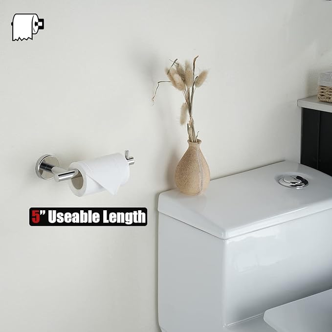 JQK Chrome Toilet Paper Holder, 5 Inch 304 Stainless Steel Thick 8mm Tissue Paper Dispenser for Bathroom, Hold Mega Rolls, Polished Chrome Wall Mount 2 Pack, TPH100-CH-P2