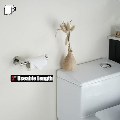 JQK Chrome Toilet Paper Holder, 5 Inch 304 Stainless Steel Thick 8mm Tissue Paper Dispenser for Bathroom, Hold Mega Rolls, Polished Chrome Wall Mount 2 Pack, TPH100-CH-P2