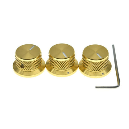 Kaish 3Pcs Aluminium Potentiometer Knobs 1/4 Universal Top Hat Knobs Bell Control Knob With Set Screw For Guitar/Bass/Amps/Pream