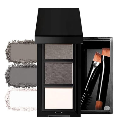 Taupe Grey Eye Brow Powder for Women, Matte Gray Black Eyebrow Powder Kit with Brush, Long-Lasting 3 Colors Beige White Brow Palette, Filler for Full, Defined Natural Brows Shaping