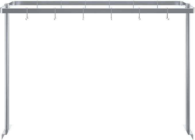 AmGood 72 in. Stainless Steel Table-Mounted Pot Rack With 8 Hooks