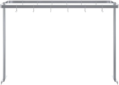 AmGood 72 in. Stainless Steel Table-Mounted Pot Rack With 8 Hooks