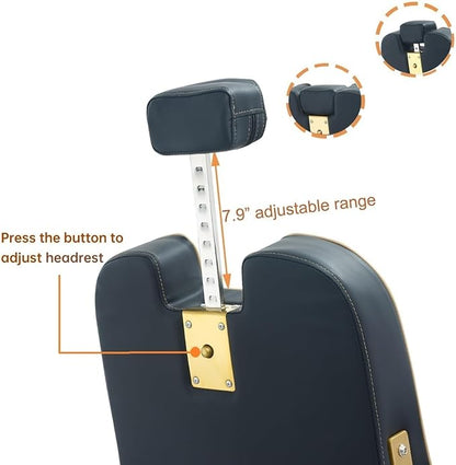 Kaleurrier Black and Gold Barber Chair: Professional Heavy Duty Recliner Salon Chair for Hair Stylist - Reclining Hydraulic Barber Shop Chairs for Home Hair Beauty Salon Massage Barbershop
