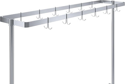 AmGood 72 in. Stainless Steel Table-Mounted Pot Rack With 8 Hooks