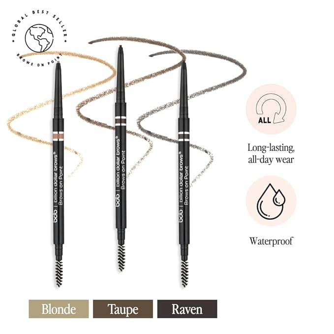 bdb Brows on Point Micro Brow Pencil - Precision Tip & Spoolie, Waterproof, Define, Shape & Fill Brows, Blonde, 2-Pack
