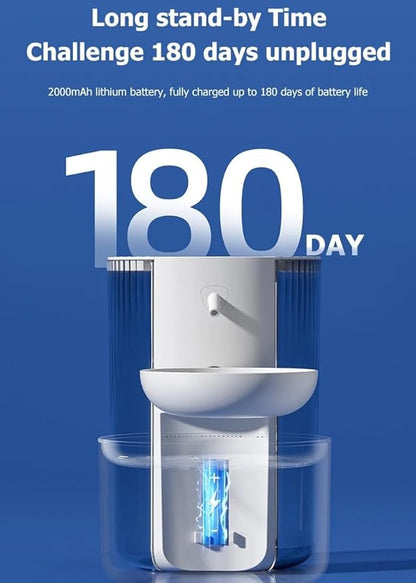 Wireless Cat Water Fountain No Filters, 3.5L Automatic Wastewater Separation Pet Water Fountains for Cats Indoor, Quiet Cat Dog Water Dispenser Rechargeable Kitty Drinking Fountains - for Pets