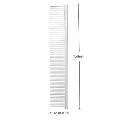 Stainless Steel Dog Comb - Cat Combs with Rounded Ends Teeth - Professional Metal Pet Grooming Removes Tangles Knots for Dogs Cats 7.6IN/1.42IN