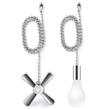 Vinaco Silver Ceiling Fan Pull Chain Set, Decorative Fan Pull Chain Extension With Pendant, 13.6 Inches Pull Chains For Fan And