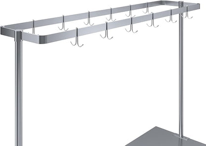 AmGood 72 in. Stainless Steel Table-Mounted Pot Rack With 8 Hooks
