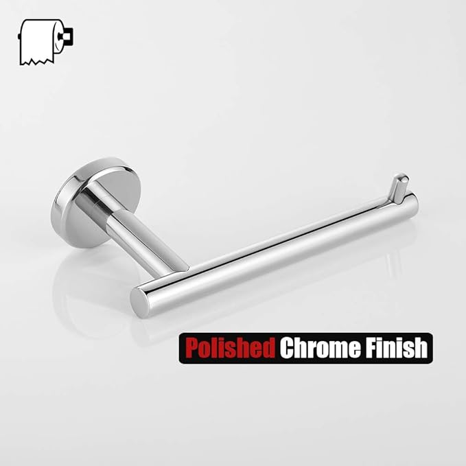 JQK Chrome Toilet Paper Holder, 5 Inch 304 Stainless Steel Thick 8mm Tissue Paper Dispenser for Bathroom, Hold Mega Rolls, Polished Chrome Wall Mount 2 Pack, TPH100-CH-P2