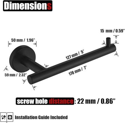 JQK Black Toilet Paper Holder, 5 Inch 304 Stainless Steel Thick 0.8mm Tissue Paper Dispenser, Matte Black Wall Mount 2 Pack, TPH100-PB-P2