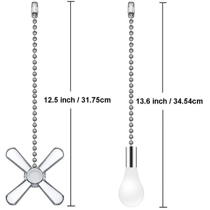 Vinaco Silver Ceiling Fan Pull Chain Set, Decorative Fan Pull Chain Extension With Pendant, 13.6 Inches Pull Chains For Fan And