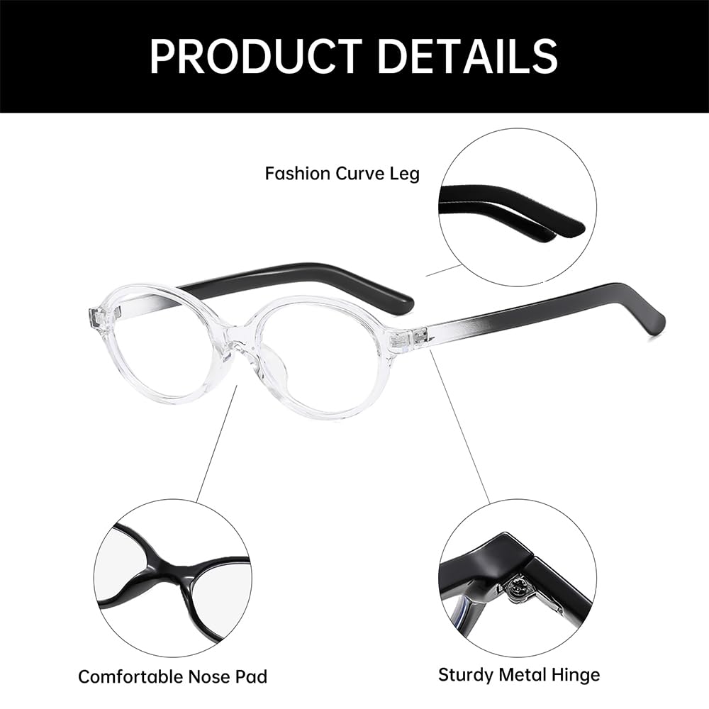 Yameize Small Oval Blue Light Blocking - Glasses Women Men Retro Clear Anti Blue Light Eyeglasses For Computer