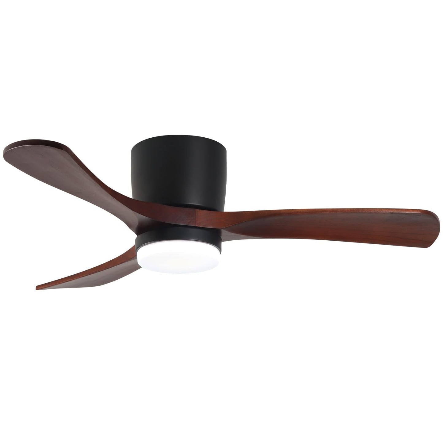 Gesum 42 Ceiling Fan With Lights Remote Control, Low Profile Ceiling Fan With 3 Walnut Wood Blades, Reversible,Dimmable, Flush M