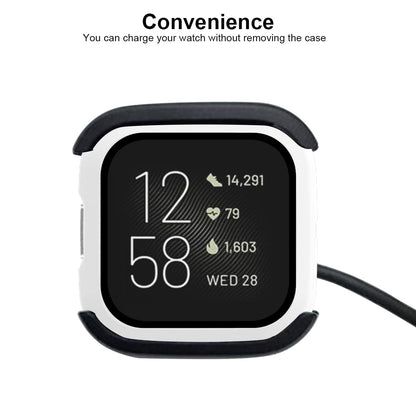 Rc-Z Screen Protector Case For Fitbit Versa 2, Hard Matte Pc Bumper Full Face Glass Protective Cover For Fitbit Versa 2 Smartwat