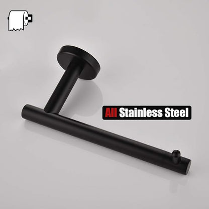 JQK Black Toilet Paper Holder, 5 Inch 304 Stainless Steel Thick 0.8mm Tissue Paper Dispenser, Matte Black Wall Mount 2 Pack, TPH100-PB-P2