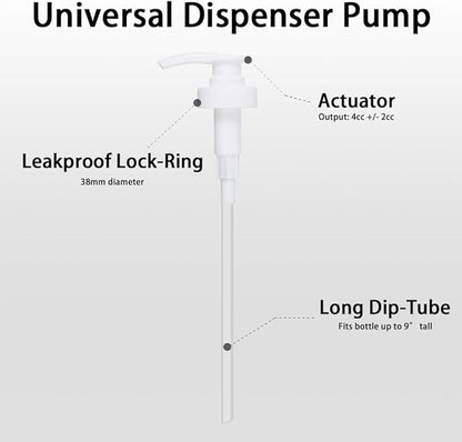Gallon Pump Dispenser, Fits Most 1 Gallon Jugs and Containers 38/400 Snow Cone Syrup Pump Lid Top Replacement for Sanitizer, Lotion, Shampoo, Conditioner (12 Pack)