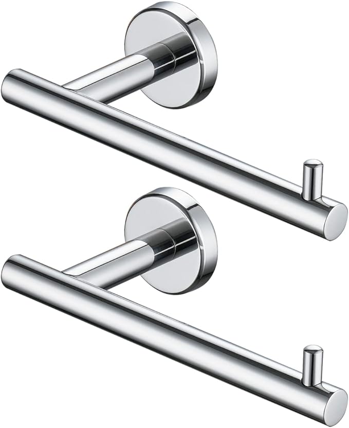 JQK Chrome Toilet Paper Holder, 5 Inch 304 Stainless Steel Thick 8mm Tissue Paper Dispenser for Bathroom, Hold Mega Rolls, Polished Chrome Wall Mount 2 Pack, TPH100-CH-P2