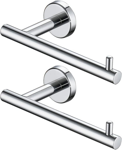 JQK Chrome Toilet Paper Holder, 5 Inch 304 Stainless Steel Thick 8mm Tissue Paper Dispenser for Bathroom, Hold Mega Rolls, Polished Chrome Wall Mount 2 Pack, TPH100-CH-P2