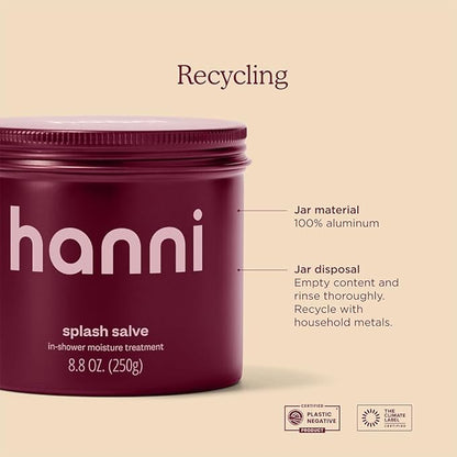 HANNI Splash Salve Body Mask, In-Shower Moisturizer with Coconut, Jojoba, Shea Butter & Glycerin, Deep Conditioning for All Skin Types, 250 mL / 8.8 oz