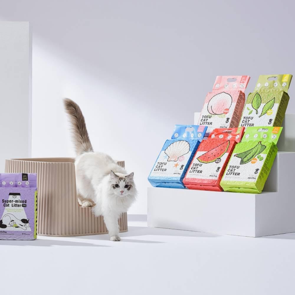 Tofu Cat Litter Natural Clumping Tofu Cat Litter, Fast Clumping and Easily Scoop-able 5.5lb/88oz 5 Scents - Peach, 2 Pack