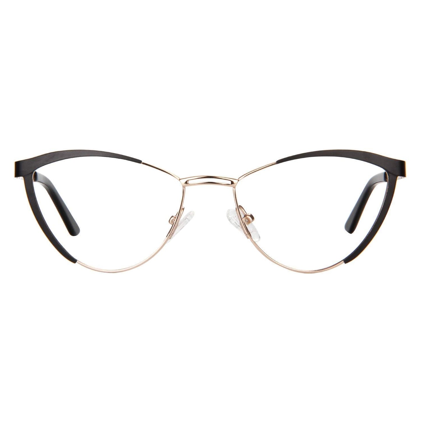 Zeelool Women S Metal Browline Cat Eye Blue Light Blocking Glasses Sydney Fm0125-01 Black