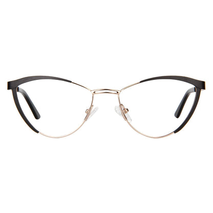 Zeelool Women S Metal Browline Cat Eye Blue Light Blocking Glasses Sydney Fm0125-01 Black