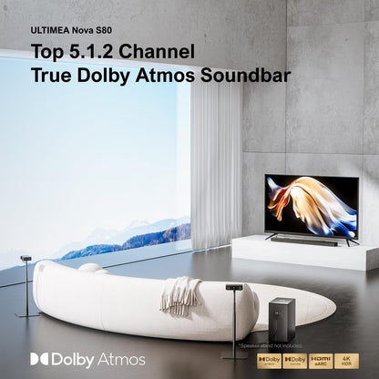 5.1.2 Dolby Atmos Soundbar for TV, 8" Wireless Subwoofer & Up-Firing Speakers, 4K HDR Surround Sound System for Home Theater, Nova S80 (2025 Upgraded Model)
