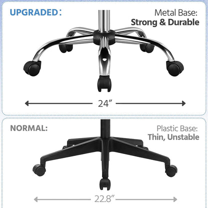 Office Desk Chair Mid-Back Leather Computer Chair Height Adjustable Ergonomic Executive Chair W/Lumbar Support Comfy Thick Padded Armrests and Seat, White