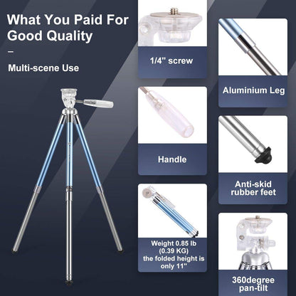 Fotopro Phone Tripod 40 Inch Lightweight Travel Tripod For Camera And Phones, With Portable Phone Mount, Camera Tripod Stand For