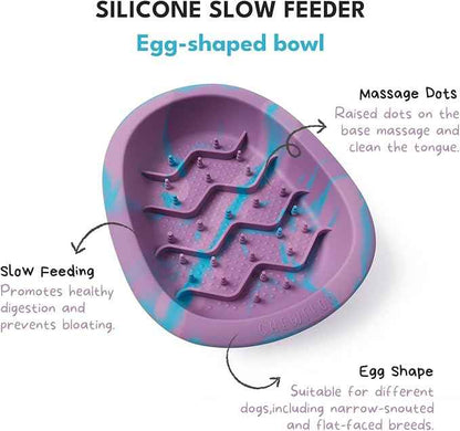 CHEWFFON Easter Dog & Cat Lick Mat Bowls, BPA-Free Silicone Slow Feeder Bowl with Suction Cups, Non Slip Pet Food Bowl Reduces Boredom and Anxiety, Dishwasher Safe, Blueberry