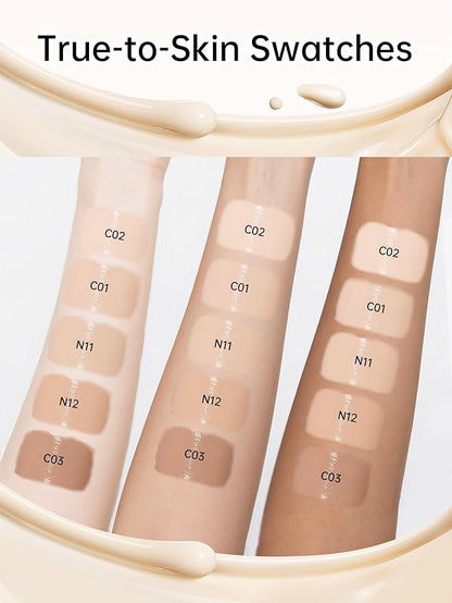 Catkin Phoenix Cushion Foundation Buildable Coverage Anti-Aging Serum Makeup, Sheer Satin Finish, Refill Included, Light Beige 0.46 Oz x 2, N11 BEIGE