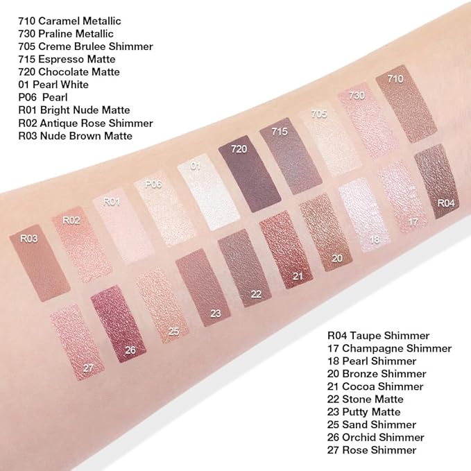 Single Cream Eye Shadow,Cocoa Shimmer Glitter Natural Nude Monochrome Eyeshadow Palette,Waterproof,Long Lasting Naturing-Looking,Vegan & Cruelty-Free,21