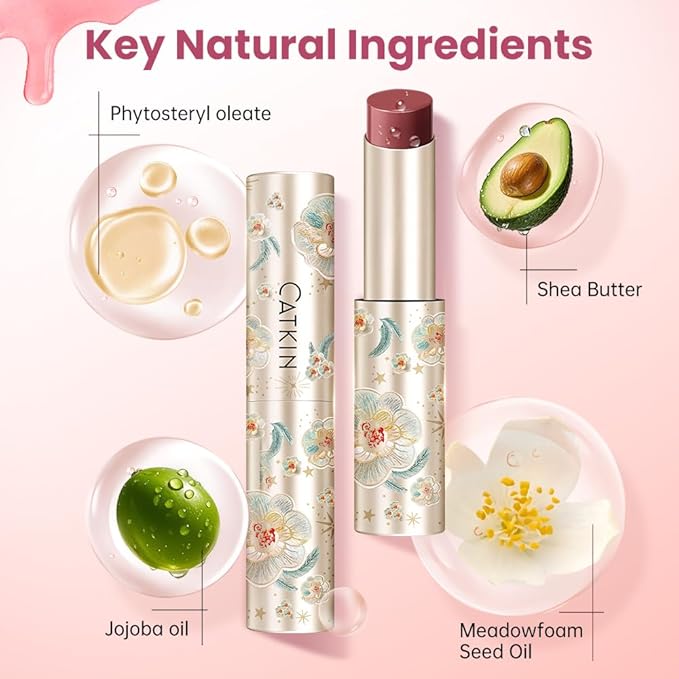 CATKIN Glossy Lip Balm Ultra Hydating Glow Lip Tinted Jelly Plumping Melting Balm Shea Butter Repair Soothing For Dry Lips 0.12 oz C10 HIBISCUS