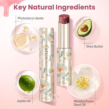 CATKIN Glossy Lip Balm Ultra Hydating Glow Lip Tinted Jelly Plumping Melting Balm Shea Butter Repair Soothing For Dry Lips 0.12 oz C10 HIBISCUS
