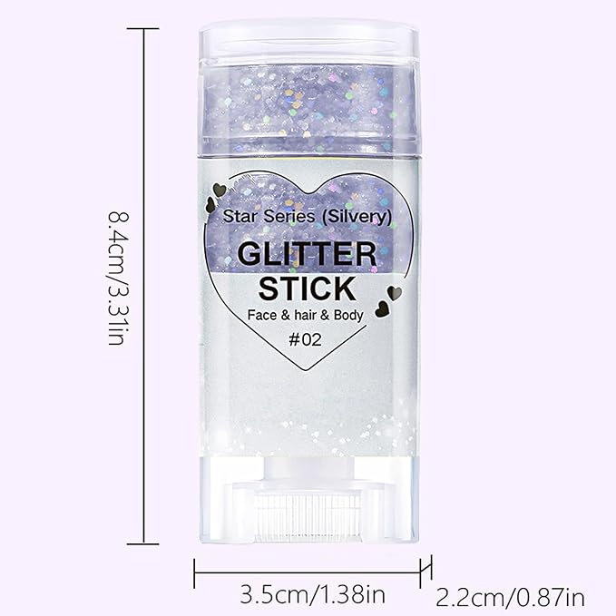 Silver Hair Glitter Stick, Chunky Sequins Body Face Glitter for Kids,Rave Music Festival Singer Concert Outfits for Women,Waterproof Halloween Shimmer Accessories for Parties & Events