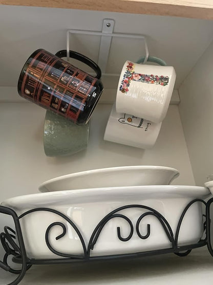 ECROCY Mug Hooks Under Cabinet Space-Saving, Easy Screw Mounting, Metal Coffee Cup Hooks 3 Pack(Dark Brown)