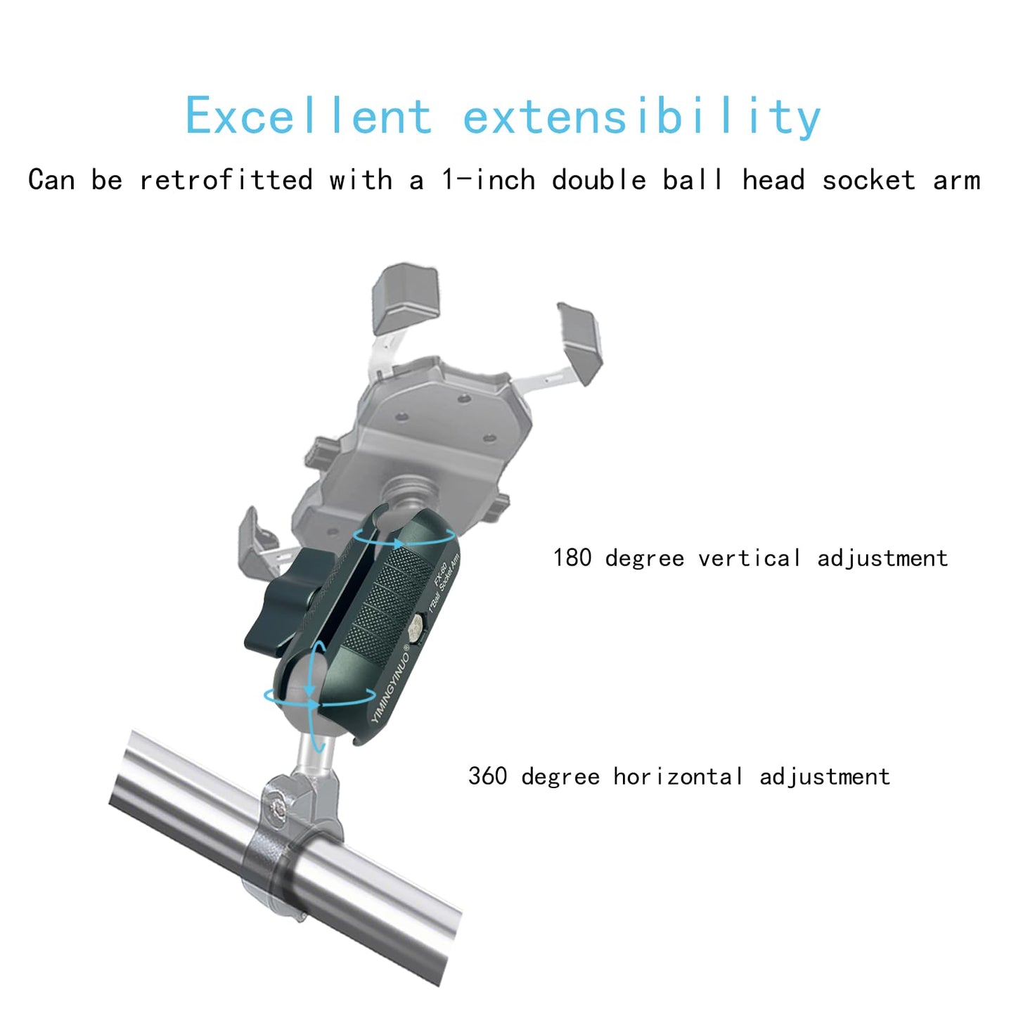 Yimingyinuo Double Socket Arm Compatible With Ram Mounts B Size 1 Ball Components For Bike/Motorcycle/Atv Phone Mount, Emeralds