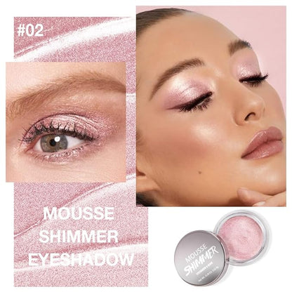 Cream Glitter Pale Pink Shimmer Metallic Eyeshadow Palette Makeup For Mature Women, Natural Single Mini Instant Holographic Eyeshadow, Sombras Crema Para Ojos, Talc, Paraben & Cruelty Free