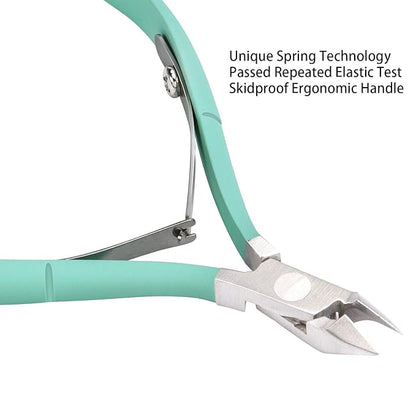 Ejiubas Cuticle Trimmer with Cuticle Pusher Cuticle Nipper Professional Grade Stainless Steel Cuticle Remover Cutter Clipper Durable Pedicure Manicure Tools (Green)
