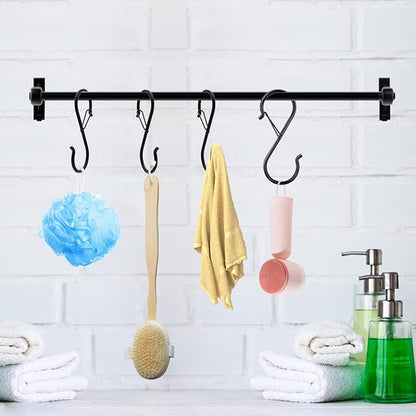 20 Pack S Hooks for Hanging, 3.5 Inch S Hooks Heavy Duty for Hanging Clothes Plants Black S Shaped Hooks with Safety Buckle Kitchen Pot Rack Closet Hooks for Kitchen Utensil, Pots, Pans