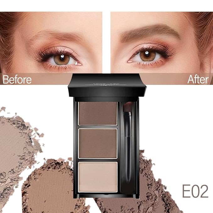 Eye Brow Powder for Women, Taupe Eyebrow Powder Kit with Brush, Long-Lasting 3 Colors Brow Palette, Filler for Full, Defined Natural Brows Shaping (02)
