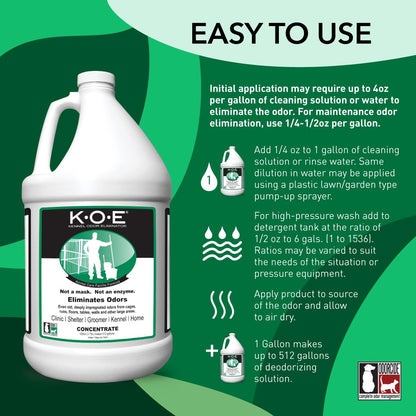 Thornell KOE Kennel Odor Eliminator Concentrate, Odor Eliminator for Strong Odors, Great for Cages, Runs, Floors & More, Pet Odor Eliminator for Home & Kennel w/Safe, Non-Enzymatic Formula, 128 oz