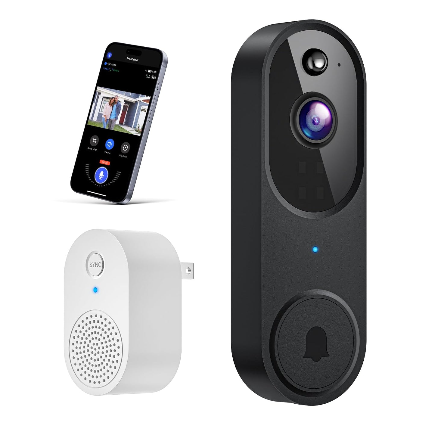 Wireless Wi-Fi Video Doorbell Camera With Ai Motion Detection, Way Audio, Night Vision, Cloud Storage, 2.4Ghz Wi-Fi Only, Batter