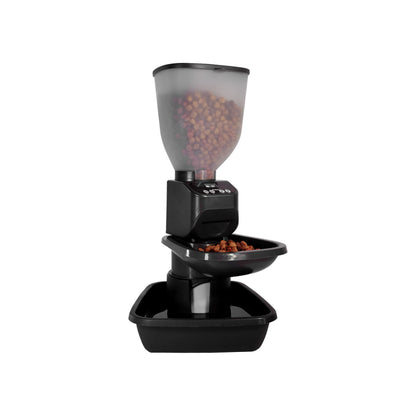 Feeding Friend Automatic Dog & Cat Food Feeder with Water Dispenser – Smart Pet Feeder with Portion Control, OLED Display, Anti Jam Design, Battery Operated Dispenser for Small- (XS) Pets - Black