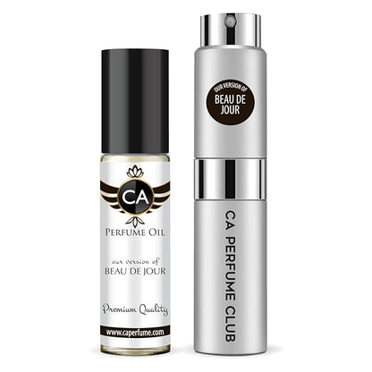 CA Perfume Duo Impression of Beau De Jour For Men Perfume Layering Set Mens Cologne Long Lasting Travel Size EDP + Body Oil Roll-On Bottle 0.27 Fl Oz+0.33 Fl Oz