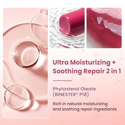 CATKIN Glossy Lip Balm Ultra Hydating Glow Lip Tinted Jelly Plumping Melting Balm Shea Butter Repair Soothing For Dry Lips 0.12 oz C10 HIBISCUS